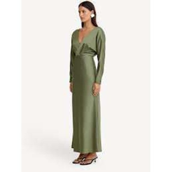 Significant Other Dresses & Skirts - Significant Other NEW Women Sage Draped Deep VNeck Maxi Dress SZ 4 Wedding Glam